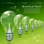 Lined Up Lightbulbs on Green Background with Sample Text